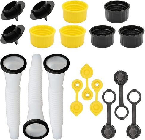 3Pcs Universal Gas Can Spout Replacement Improved Design Flexible Pour Nozzle Kit with Gasket Stopper Vent Cap Screw Caps in Saudi Arabia