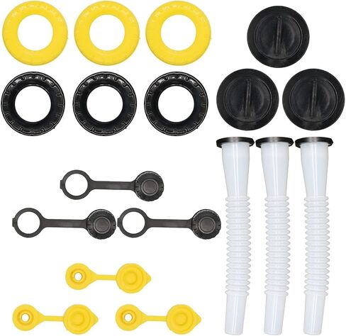 3Pcs Universal Gas Can Spout Replacement Improved Design Flexible Pour Nozzle Kit with Gasket Stopper Vent Cap Screw Caps in Saudi Arabia