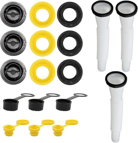 3Pcs Universal Gas Can Spout Replacement Improved Design Flexible Pour Nozzle Kit with Gasket Stopper Vent Cap Screw Caps in Saudi Arabia