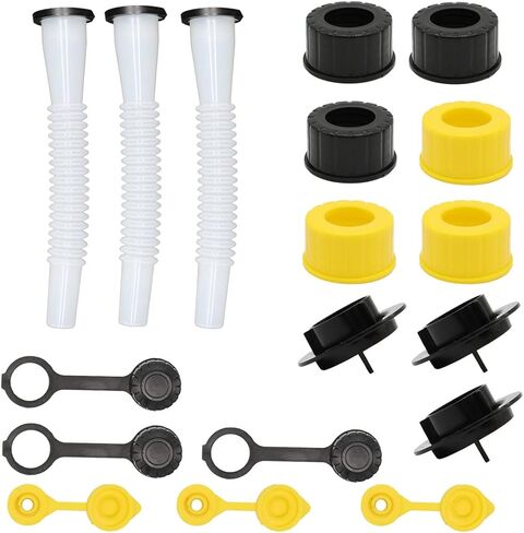 3Pcs Universal Gas Can Spout Replacement Improved Design Flexible Pour Nozzle Kit with Gasket Stopper Vent Cap Screw Caps in Saudi Arabia