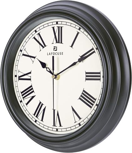 Lafocuse Black Gray Wall Clock Roman Numerals 12 Inch Silent Non-Ticking Kitchen Clock for Living Room Office Bedroom Home Decor in Kuwait