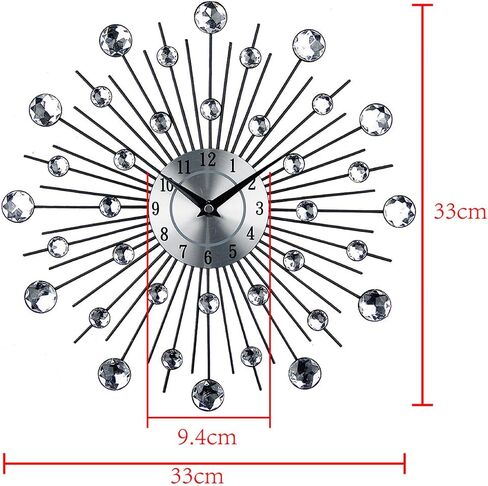 Crystal Wall Clock - Celebration Decorative Metal Wall Clock Handmade Metal Clock for Living Room, Bedroom, Office Space in Saudi Arabia