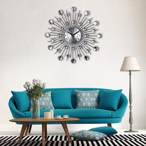 Crystal Wall Clock - Celebration Decorative Metal Wall Clock Handmade Metal Clock for Living Room, Bedroom, Office Space in Saudi Arabia