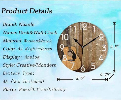 Naanle Little Prince and Fox Sitting on Grass Under Starry Sky Print Round Wall Clock Decorative, 9.5 Inch Battery Operated Quartz Analog Quiet Desk Clock for Home,Office,School in Kuwait