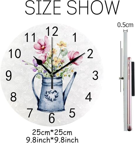 ساعة حائط لديكور غرفة المعيشة لطيف جرو كلب بطة عائمة طائر PVC 9.8 بوصة معلقة ساعات مكتب مستديرة صامتة غير موقوتة تعمل بالبطارية سهلة القراءة مكتب المطبخ والحمام in Kuwait