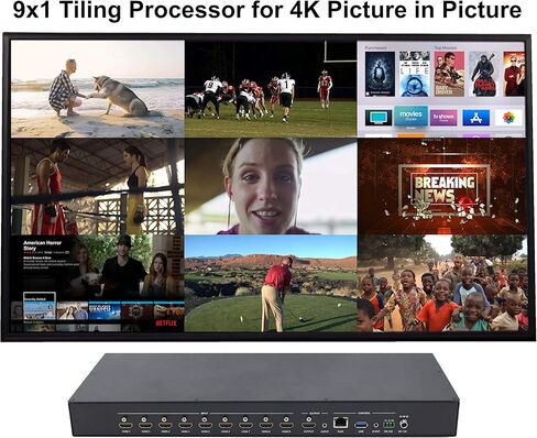9x1 بلاط 4K متعدد المشاهد معدد 9 معالج شاشة PIP وحدة تحكم الجلاد تقليص الحجم التبديل HD 1080p مصدر الصورة في الصورة Savant Control4 RTI URC in Kuwait