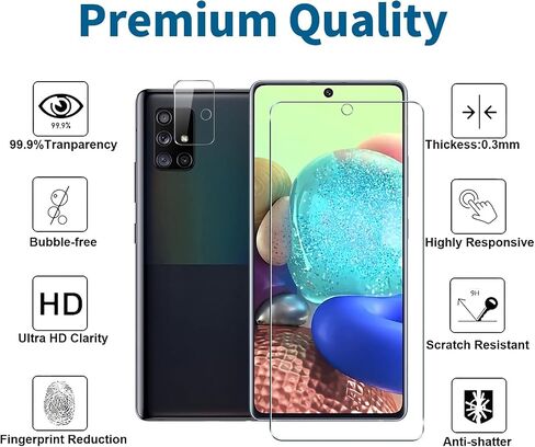 Coolpow 【3+3 عبوات】مصممة لواقي شاشة Samsung Galaxy A71 5G واقي شاشة Samsung A71 5G من الزجاج المقسى لفيلم الهاتف الخليوي 【أداة سهلة التثبيت 】صلابة 9H، فائقة الدقة، حافظة مضادة للخدش in Saudi Arabia