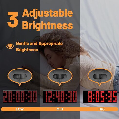 ساعة منبه رقمية، ساعة LED رقمية 2 بوصة، 7 خيارات ألوان، سطوع قابل للتعديل، ساعة العد التنازلي مع جهاز التحكم عن بعد، التقويم وعرض درجة الحرارة على مدار الساعة لغرفة النوم in Saudi Arabia