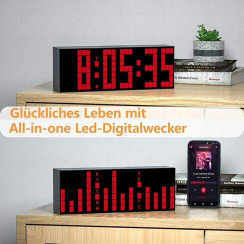 ساعة منبه رقمية، ساعة LED رقمية 2 بوصة، 7 خيارات ألوان، سطوع قابل للتعديل، ساعة العد التنازلي مع جهاز التحكم عن بعد، التقويم وعرض درجة الحرارة على مدار الساعة لغرفة النوم in Saudi Arabia
