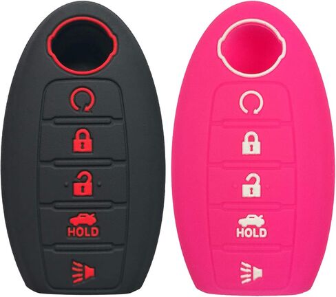 Coolbestda Black Rubber 5 Buttons Silicone Key Fob Skin Jacket Cover Case Keyless Entry Remote Protector Holder for 2017 2018 2019 2020 2021 Nissan Rogue Maxima Altima Sedan Pathfinder KR5S180144014 in Saudi Arabia