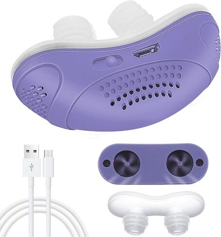 Electric Anti snoring Devices, Snore Stopper with Double Eddy Current for Comfort & Easy Breathing, Effective Snoring Solution for Men & Women All Nose Shaped to Improve Sleep, Purple, 1pcs in Kuwait