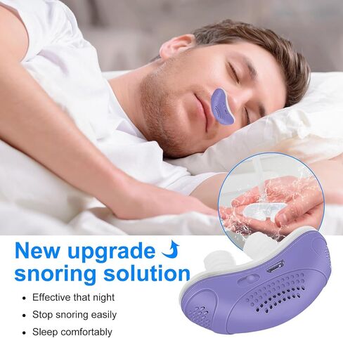 Electric Anti snoring Devices, Snore Stopper with Double Eddy Current for Comfort & Easy Breathing, Effective Snoring Solution for Men & Women All Nose Shaped to Improve Sleep, Purple, 1pcs in Kuwait