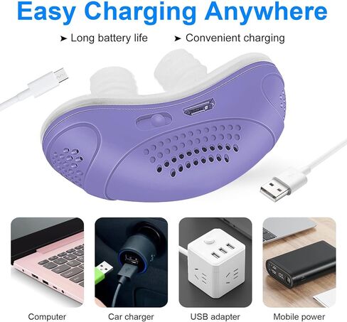 Electric Anti snoring Devices, Snore Stopper with Double Eddy Current for Comfort & Easy Breathing, Effective Snoring Solution for Men & Women All Nose Shaped to Improve Sleep, Purple, 1pcs in Kuwait