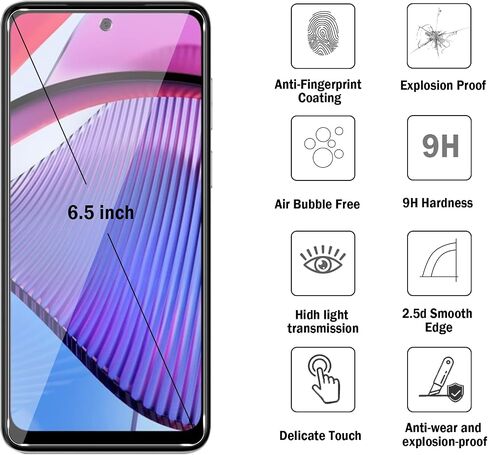 عبوتان متوافقتان مع واقي شاشة Motorola Moto G54/ G54 Power 5G، تغطية كاملة لفيلم زجاج مقوى 9H، مقاوم للخدش عالي الدقة، خالٍ من الفقاعات لواقي شاشة Motorola G54 in Kuwait