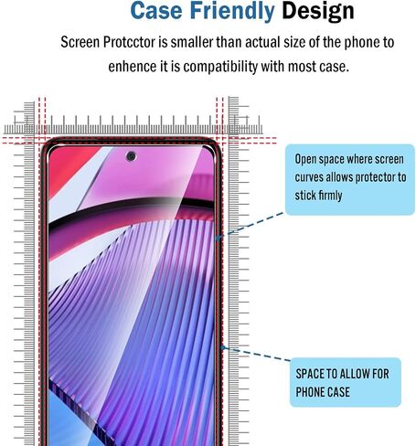 عبوتان متوافقتان مع واقي شاشة Motorola Moto G54/ G54 Power 5G، تغطية كاملة لفيلم زجاج مقوى 9H، مقاوم للخدش عالي الدقة، خالٍ من الفقاعات لواقي شاشة Motorola G54 in Kuwait