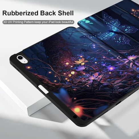 حافظة لجهاز iPad الجيل العاشر 10.9 بوصة 2022، حافظة كمبيوتر لوحي من البولي يوريثان مقاومة للصدمات لجهاز iPad 10.9 بوصة الجيل العاشر مع حامل أقلام + حامل ثلاثي الطي + تنبيه/نوم تلقائي، زهرة متوهجة in Saudi Arabia