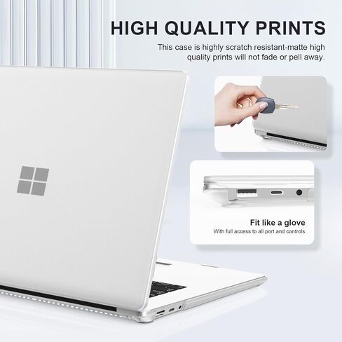 iCasso Case for Microsoft Surface Laptop 5/4/3 13.5 inch 2022-2019 Release with Metal Keyboard (Models: 1951/1868), Protective Hard Shell Case & Keyboard Cover, Crystal Clear Glitter in Saudi Arabia