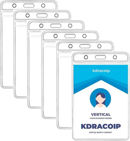 6pcs Horizontal ID Badge Holder, Clear Plastic Name Badge Holders with Waterproof Resealable, 6pcs Name Tag Holder for Lanyard, Nurses, Office and School in Saudi Arabia