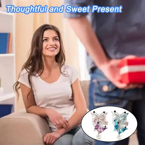 2 Pack Bling Butterfly Retractable ID Badge Holder Nurse Badge Reels with Clip, 24 inch Retractable Cord, Name Card Holders for Office Worker Doctor Girls Women in Saudi Arabia