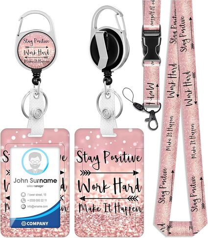 Plifal ID Badge Holder with Lanyard and Retractable Badge Reel Belt Clip, Funny Coffee Lover Key Keychain Lanyards Clip On Badge Extender Vertical ID Sleeve for Women Men in Kuwait