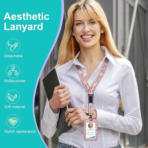 Plifal ID Badge Holder with Lanyard and Retractable Badge Reel Belt Clip, Funny Coffee Lover Key Keychain Lanyards Clip On Badge Extender Vertical ID Sleeve for Women Men in Kuwait