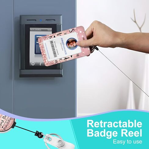 Plifal ID Badge Holder with Lanyard and Retractable Badge Reel Belt Clip, Funny Coffee Lover Key Keychain Lanyards Clip On Badge Extender Vertical ID Sleeve for Women Men in Kuwait