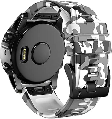 26mm Quick Easy Fit Camouflage Silicone Watch Band Compatible for Garmin Fenix 7x/Fenix 6x Pro/Fenix 6x/Fenix 5x Plus/Fenix 3/Fenix 3 HR, Sport Waterproof Replacement Wrist Strap for Enduro/Descent Mk1/D2 Delta PX/Tactix Delta in Saudi Arabia