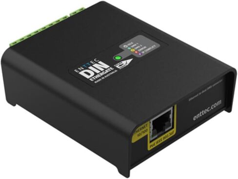 Enttec 71030 DIN Ethergate POE Dual Universe Ethernet إلى Dual DMX RDM محول حزمة مع كابل إضاءة DMX 3-Pin وقماش تلميع الصوت السائل in Saudi Arabia