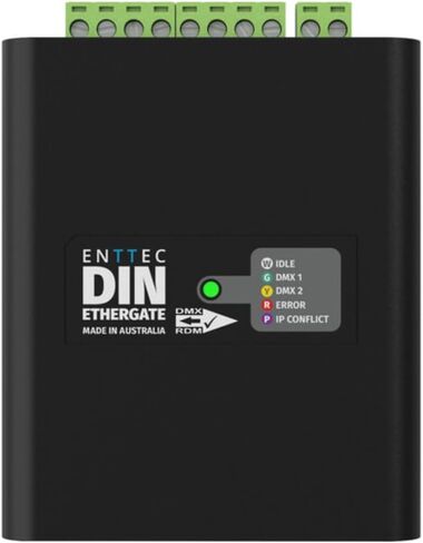 Enttec 71030 DIN Ethergate POE Dual Universe Ethernet إلى Dual DMX RDM محول حزمة مع كابل إضاءة DMX 3-Pin وقماش تلميع الصوت السائل in Saudi Arabia