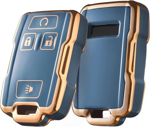 غطاء ELOHEI Key Fob لـ Chevy، ملحقات حافظة Key Fob متوافقة مع GMC Sierra Yukon Canyon شيفروليه سيلفرادو سوبربان تاهو كولورادو قسط ناعم من البولي يوريثان الحراري 360 درجة حماية كاملة in Kuwait
