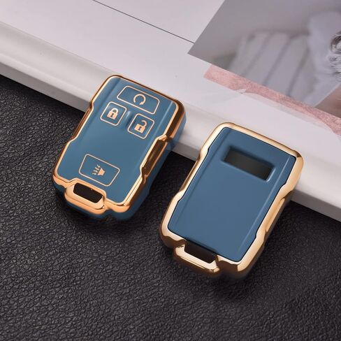 غطاء ELOHEI Key Fob لـ Chevy، ملحقات حافظة Key Fob متوافقة مع GMC Sierra Yukon Canyon شيفروليه سيلفرادو سوبربان تاهو كولورادو قسط ناعم من البولي يوريثان الحراري 360 درجة حماية كاملة in Kuwait