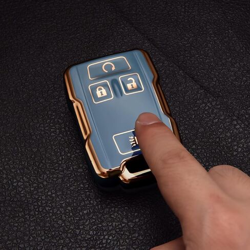 غطاء ELOHEI Key Fob لـ Chevy، ملحقات حافظة Key Fob متوافقة مع GMC Sierra Yukon Canyon شيفروليه سيلفرادو سوبربان تاهو كولورادو قسط ناعم من البولي يوريثان الحراري 360 درجة حماية كاملة in Kuwait