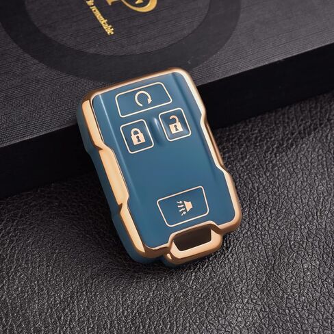 غطاء ELOHEI Key Fob لـ Chevy، ملحقات حافظة Key Fob متوافقة مع GMC Sierra Yukon Canyon شيفروليه سيلفرادو سوبربان تاهو كولورادو قسط ناعم من البولي يوريثان الحراري 360 درجة حماية كاملة in Kuwait