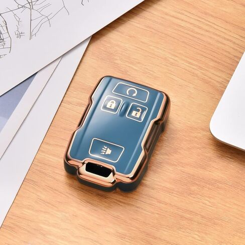 غطاء ELOHEI Key Fob لـ Chevy، ملحقات حافظة Key Fob متوافقة مع GMC Sierra Yukon Canyon شيفروليه سيلفرادو سوبربان تاهو كولورادو قسط ناعم من البولي يوريثان الحراري 360 درجة حماية كاملة in Kuwait