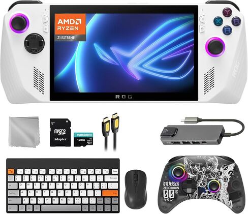 ASUS ROG Ally 512GB Gaming Handheld 7-inch Touchscreen 120Hz FHD 1080p AMD Ryzen Z1 Processor, Black Ice Hall Effect Wireless Pro Controller, 128GB MicroSD, Keyboard & Mouse, 8 in 1 Bundle in Saudi Arabia