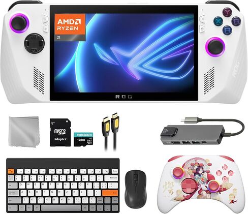 ASUS ROG Ally 512GB Gaming Handheld 7-inch Touchscreen 120Hz FHD 1080p AMD Ryzen Z1 Processor, Black Ice Hall Effect Wireless Pro Controller, 128GB MicroSD, Keyboard & Mouse, 8 in 1 Bundle in Saudi Arabia