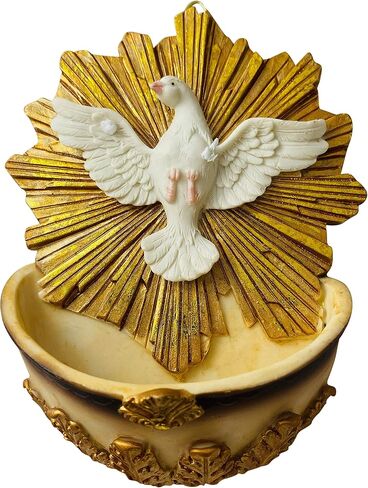 Westmon Works Confirmation Holy Spirit Dove Water Font بوليريسين ديكور ديني، 5 بوصة in Saudi Arabia
