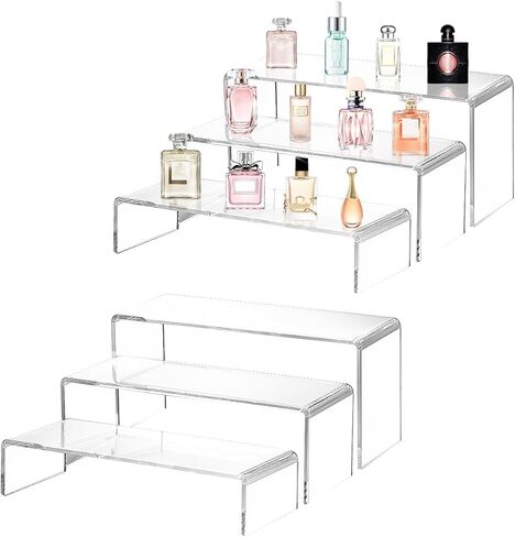 6pcs Acrylic Display Stand, 3 Tier Transparent Dessert Table Display Set, Clear Cupcake Stand, Acrylic Shelves for Figures, Perfume Holder, Acrylic Display for Decoration and Organizer(Small) in Kuwait