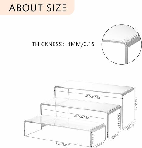 6pcs Acrylic Display Stand, 3 Tier Transparent Dessert Table Display Set, Clear Cupcake Stand, Acrylic Shelves for Figures, Perfume Holder, Acrylic Display for Decoration and Organizer(Small) in Kuwait