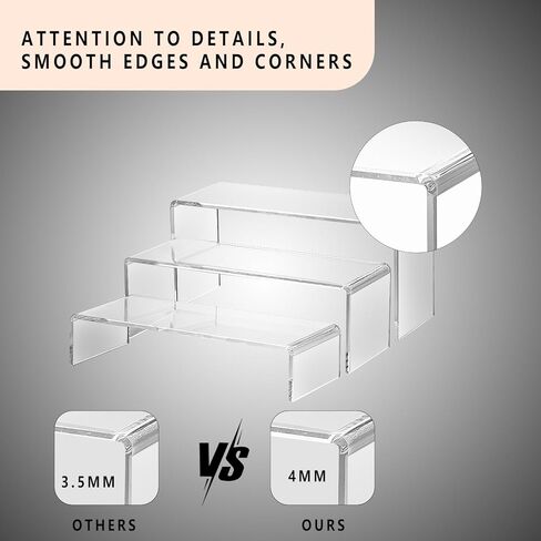 6pcs Acrylic Display Stand, 3 Tier Transparent Dessert Table Display Set, Clear Cupcake Stand, Acrylic Shelves for Figures, Perfume Holder, Acrylic Display for Decoration and Organizer(Small) in Kuwait