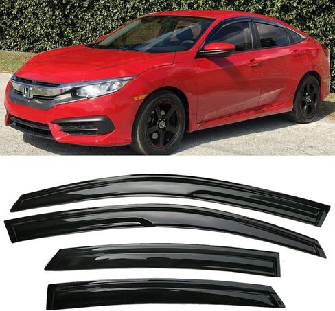Side Car Window Visor Rain Guards Vent Deflectors for 2016-2022 Honda Civic Sedan, 4-Door Front Rear Sun Shades Window Vent Smoke 4pcs in Kuwait