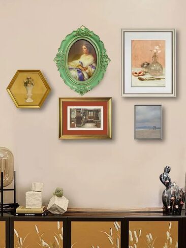 إطار صورة مقاس 5 × 7 إطار بيضاوي باروكي مقاس 7 × 5 إطارات صور زفاف مناسبة مقاس 5 × 7 باللون الذهبي لعرض الحائط والطاولة in Saudi Arabia