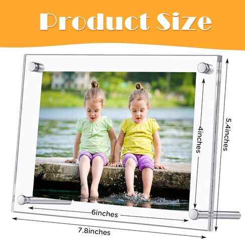 10 Pieces Clear Acrylic Picture Frames Acrylic Photo Frame Desktop Display Double Sided Acrylic Frame Freestanding Floating Frames for Bedroom Living Room Home Office 6 x 4 Inch in Kuwait