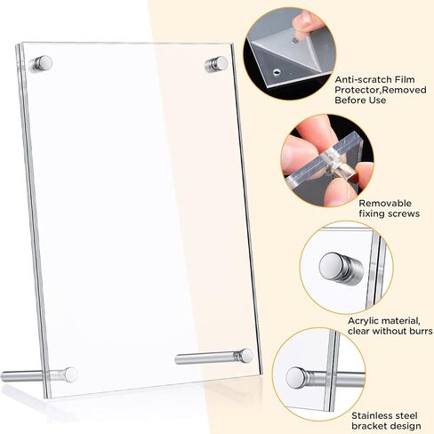 10 Pieces Clear Acrylic Picture Frames Acrylic Photo Frame Desktop Display Double Sided Acrylic Frame Freestanding Floating Frames for Bedroom Living Room Home Office 6 x 4 Inch in Kuwait