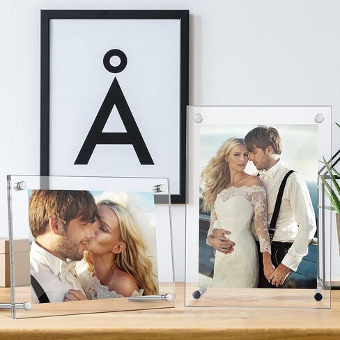 10 Pieces Clear Acrylic Picture Frames Acrylic Photo Frame Desktop Display Double Sided Acrylic Frame Freestanding Floating Frames for Bedroom Living Room Home Office 6 x 4 Inch in Kuwait