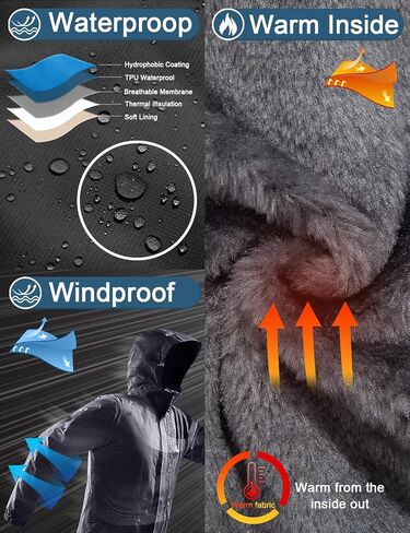 GEMYSE Men's Waterproof Ski Snow Jacket Insulated Winter Windproof Fleece Jacket with Hood in Kuwait