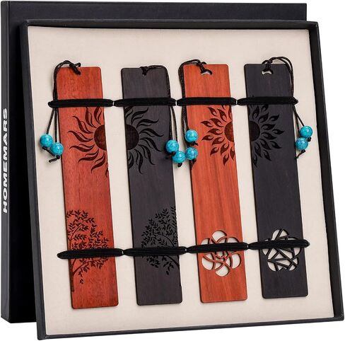 Bookmark, Handmade Wooden Bookmarks, Bookmarks for Men, Book Marks 4 Pieces, Graduation Gift, Teacher Appreciation gifts, Retirement Gifts for Women, Bookmarks for Book lovers, Mother's Day, Christmas in Saudi Arabia