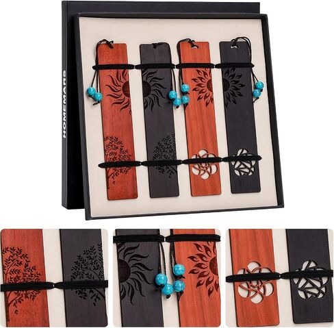 Bookmark, Handmade Wooden Bookmarks, Bookmarks for Men, Book Marks 4 Pieces, Graduation Gift, Teacher Appreciation gifts, Retirement Gifts for Women, Bookmarks for Book lovers, Mother's Day, Christmas in Saudi Arabia
