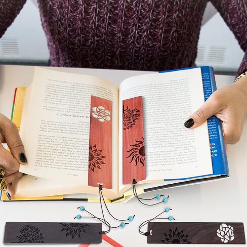 Bookmark, Handmade Wooden Bookmarks, Bookmarks for Men, Book Marks 4 Pieces, Graduation Gift, Teacher Appreciation gifts, Retirement Gifts for Women, Bookmarks for Book lovers, Mother's Day, Christmas in Saudi Arabia