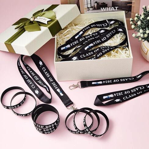 40 Pcs Class of 2024 Lanyard Wristbands,20 Graduation Lanyard Keychain ID Badge Lanyards, 20 Wristbands Graduation Silicone Bracletes, Graduation Party Favors Gifts, Senior Class, Keepsakes in Saudi Arabia